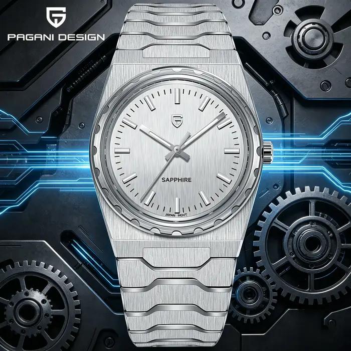Montre Homme Pagani Design Style Affaires Élégante Quartz Acier Inoxydable Saphir Waterproof 10Bar Occasions Spéciales
