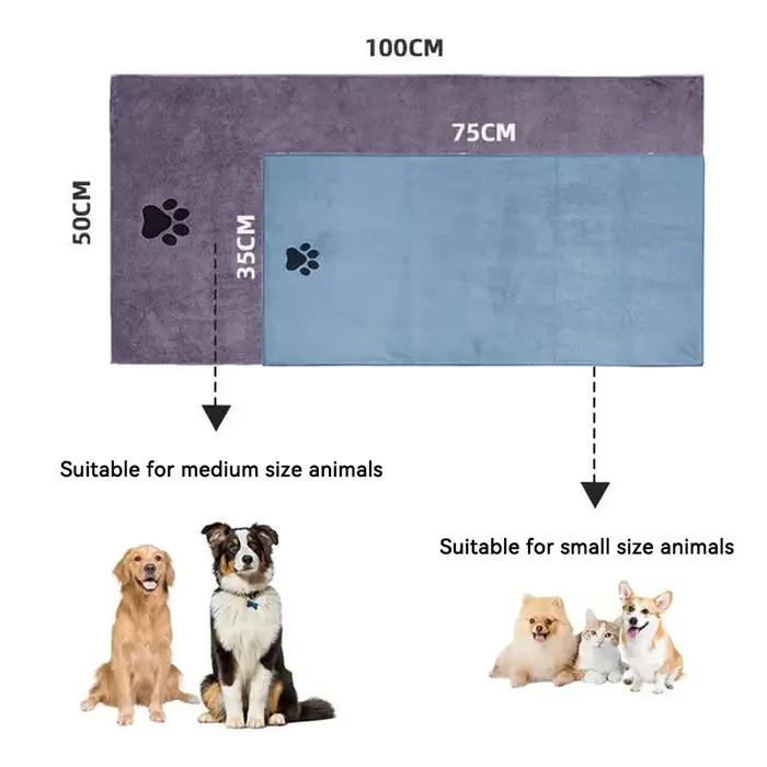 Serviette de bain pour animaux de compagnie en microfibre