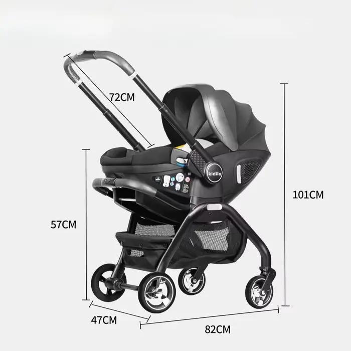 Poussette 3 en 1 pour nouveau-né, siège auto portable pour enfant, luxe, pliable, accoudoir réglable