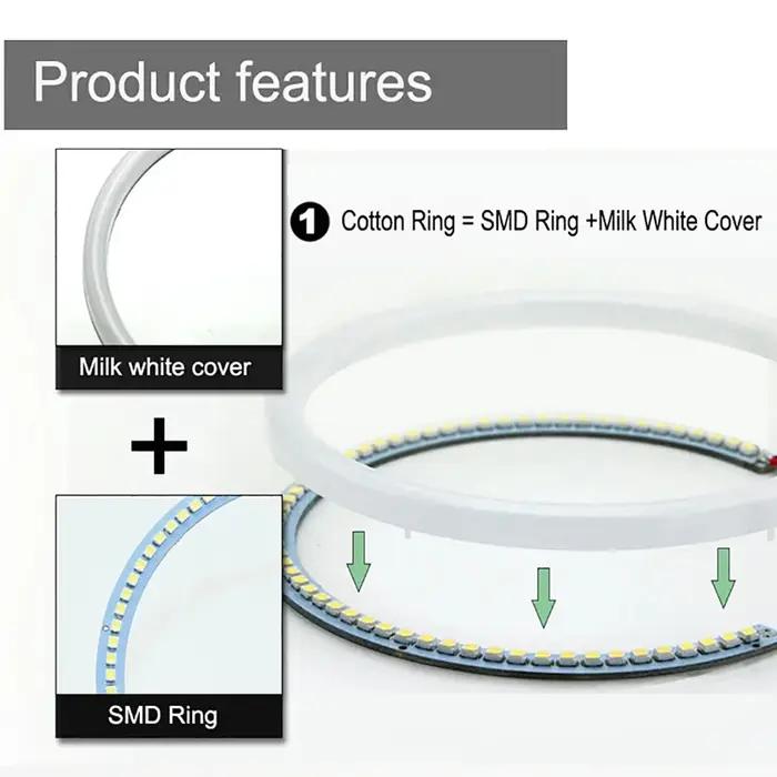 1SED 4x106mm pour BMW E46 2D coupé Cabrio bicolore LED DRL SMD coton yeux d'ange Halo anneaux Kit ph