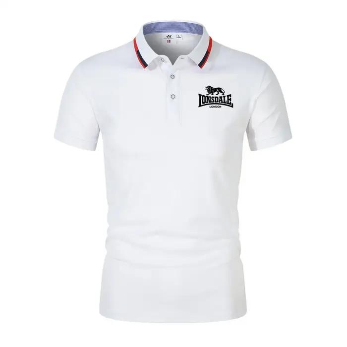 LONSDALE Polo élégant à imprimé lettres, chemise décontractée à col et manches courtes pour homme, h