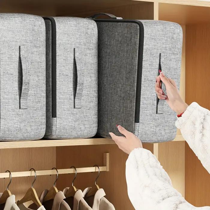 Sac de rangement pliable extra-large tissu non tissé gris clair pour vêtements anti-poussière usage quotidien et voyage