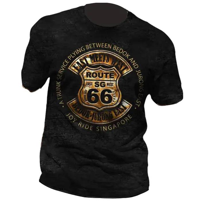 US Route 66 imprimé nouveau T-Shirt Vintage pour hommes taille européenne hauts Hip-Hop T-Shirt homm