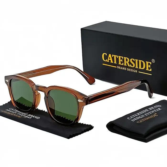 CATERSIDE rétro hommes lunettes de soleil rond Punk acide propionique broche Temple luxe