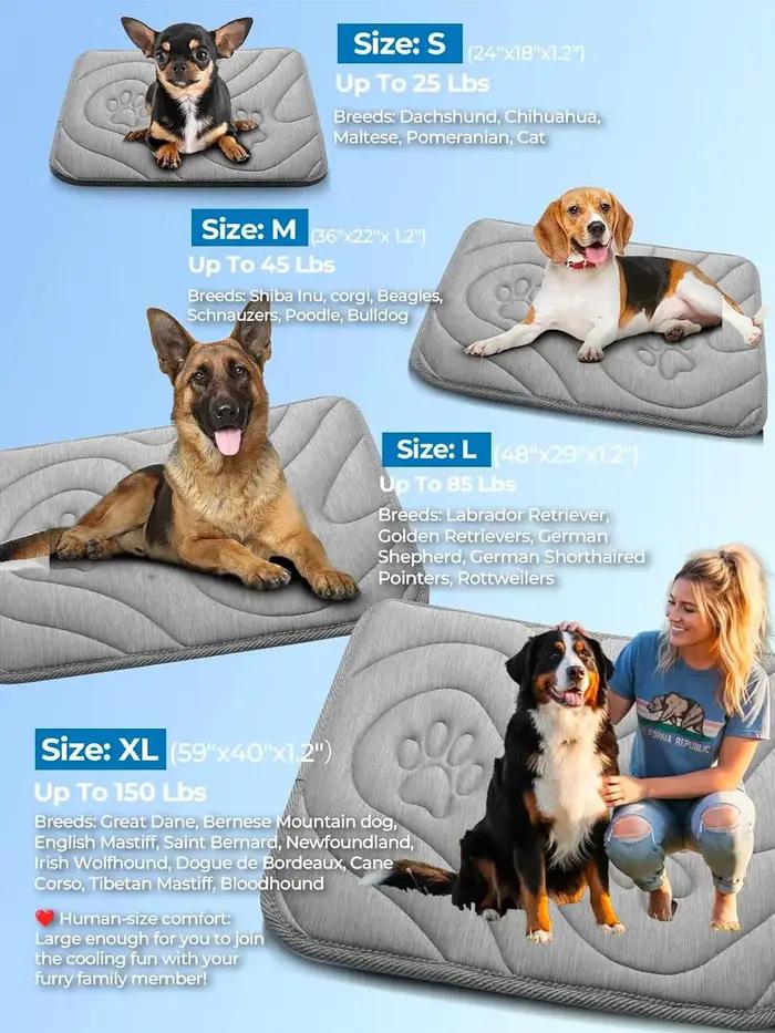 Nouveau Tapis Rafraîchissant Réversible 2026 pour Petits Chiens 24"x18" — Épais et Durable, Orthopédique, Respirant, Maille 3D, Sensation de Fraîcheur