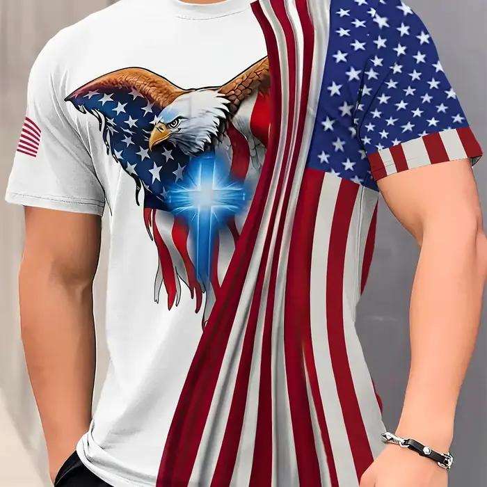 T-shirt à manches courtes imprimé aigle pour hommes