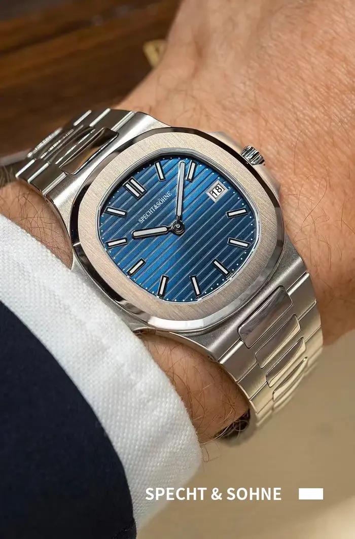 Montre de luxe Specht & Söhne 39MM quartz homme slim cristal saphir étanche 50M