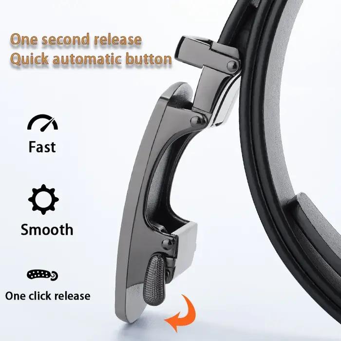 OYIFAN Ceinture à boucle automatique pour hommes, ceinture en cuir véritable de haute qualité, ceint