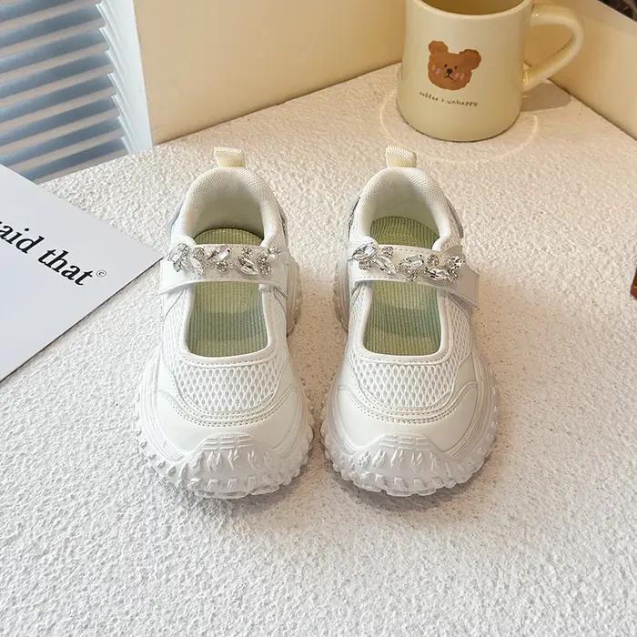 Baskets Mary Jane pour filles, chaussures épaisses pour enfants, style princesse, scintillantes, ten