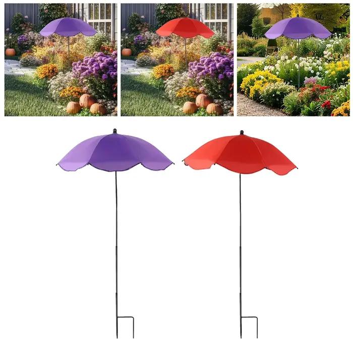 Parasol de jardin pour plantes en tissu résistant avec piquet en fer, installation facile, protection solaire pour plantes en pot, parterres de fleurs et légumes, ajout de style unique à votre extérieur