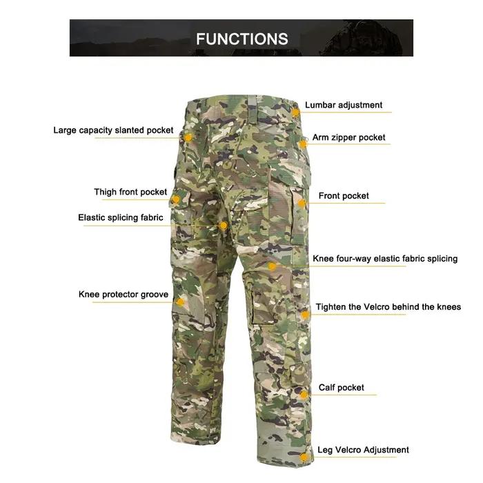 Pantalon combat camouflage cargo tactique entraînement - Survêtement chasse trekking multicam outdoor