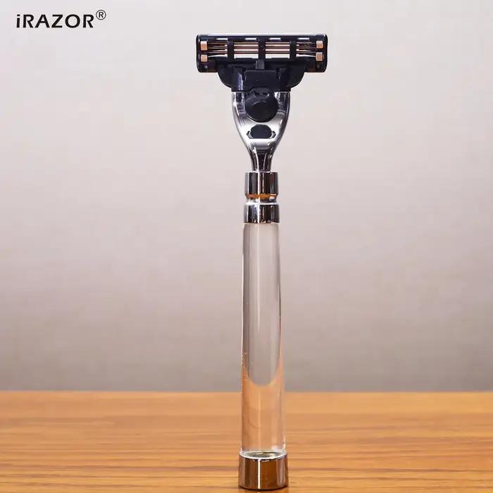 IRAZOR-Rasoir de sécurité pour hommes, rasoir manuel de toilettage à cartouche, manche en acrylique