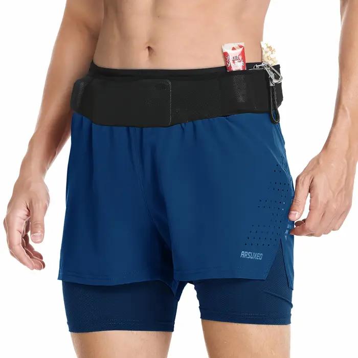 ARSUXEO short de course sur sentier pour hommes vêtements de sport 2 en 1 poches enveloppantes exerc