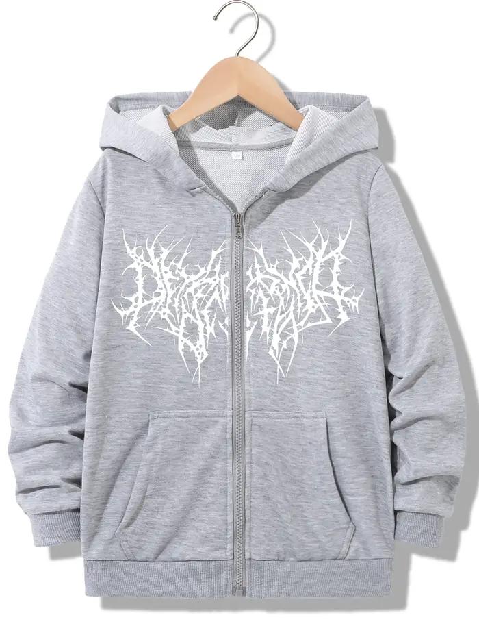 Sweat à capuche zippé streetwear tendance, style HIP HOP décontracté, pour garçons et filles, Y2k, p