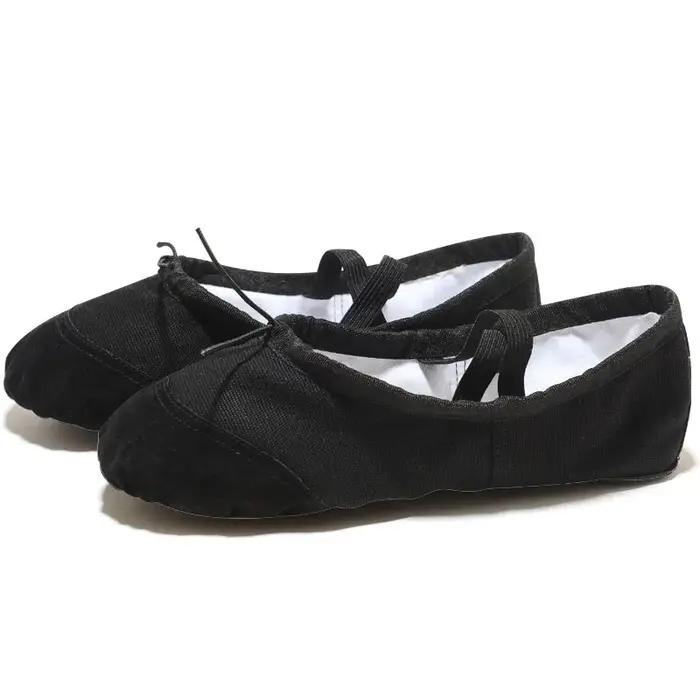 Pantoufles de danse de ballet en toile pour filles