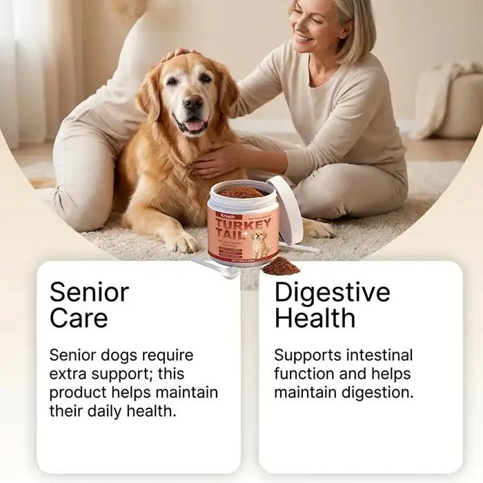Complément alimentaire pour chiens à base de poudre de champignon Turkey Tail avec probiotiques