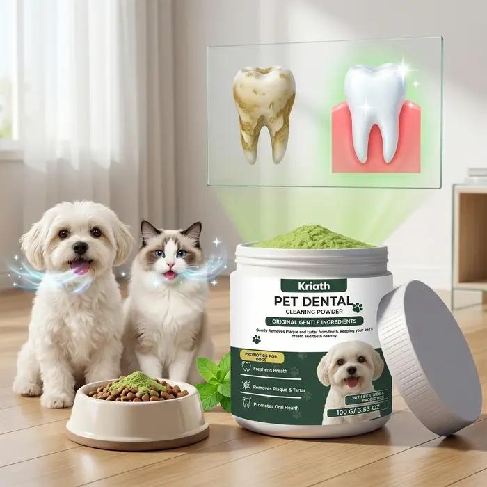 Poudre de soin dentaire pour chien, rafraîchisseur d'haleine pour chat, contrôle de la plaque et du