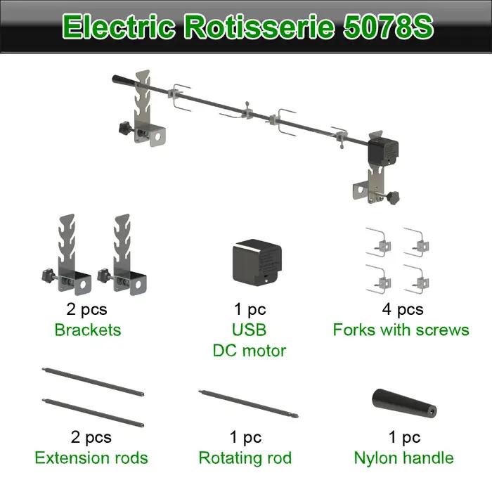 ZENOBBQ classique électrique automatique barbecue broche rôtissoire réglage de la longueur libre outils de cuisine