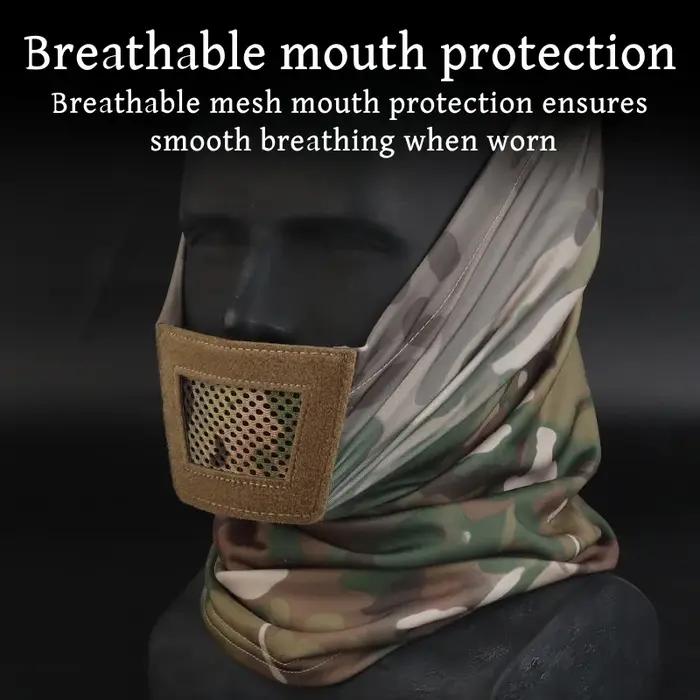 Masque respirant à motif chevalier pour chasse - Sangle élastique et confort peau