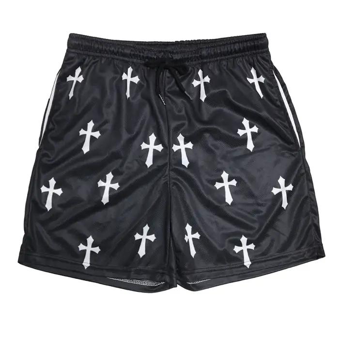 Y2K – short de sport imprimé croix d'ange chrétien pour hommes, survêtement actif avec poches, entra