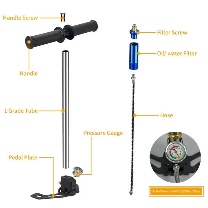 Pompe à air manuelle haute pression THAISTONE-3 étapes 4500 psi pour fusil à air comprimé PCP