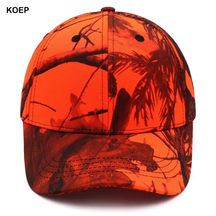 Casquette de chasse camouflage orange - Modèle snapback forêt pin cyprès sécurité visibilité