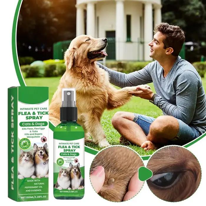 Spray anti-puces et tiques pour chiens et chats 100ml – Éliminateur de puces