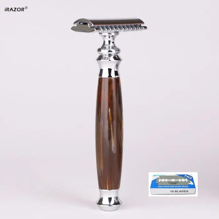 IRAZOR – rasoir de sécurité classique à Double tranchant pour hommes, avec 10 lames Premium et manch