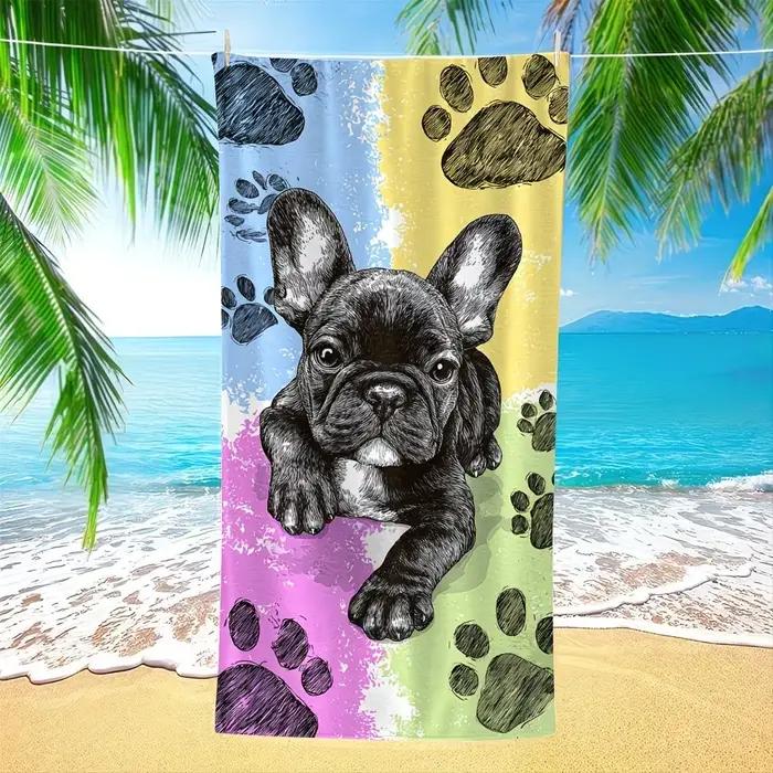 Serviette de plage surdimensionnée pour bouledogue français