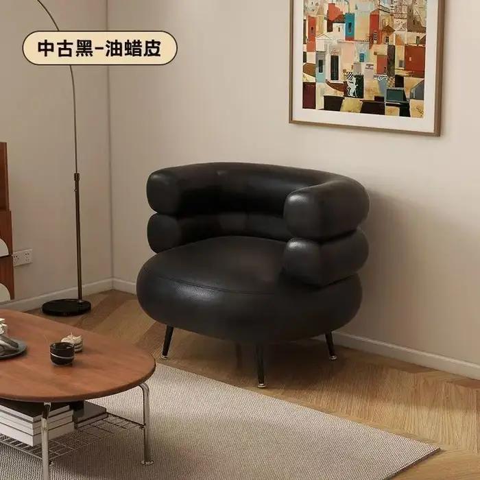 Chaise d'appoint en cuir ciré pour salon et chambre à coucher