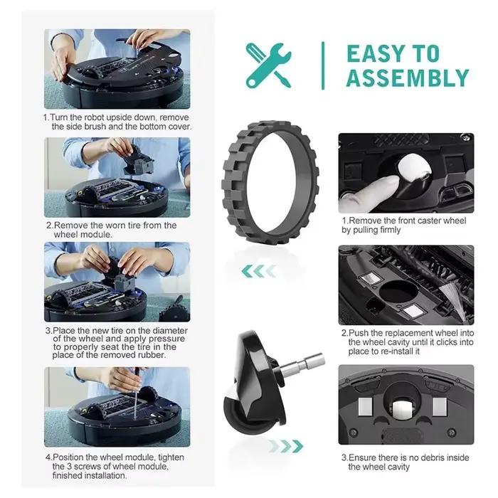Roue avant coordonnante et TiresSkin pour IRobot Roomba, accessoires de remplacement, I7, I3, J7, E5