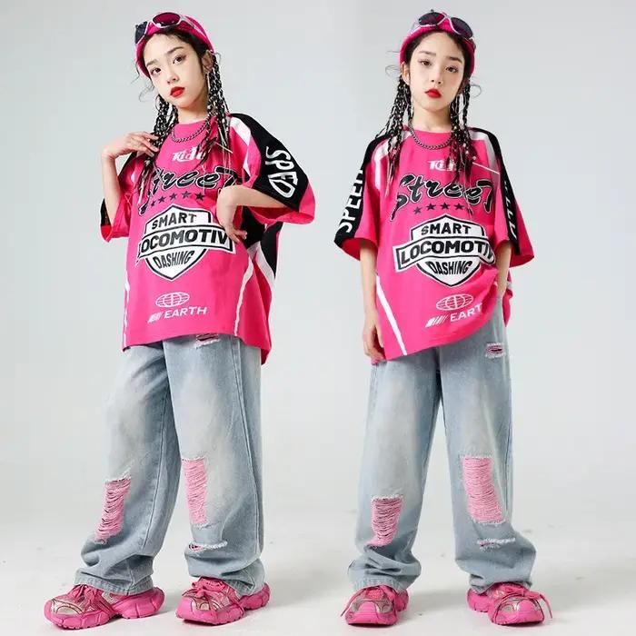 Costume Hip Hop pour filles, tenue de danse de rue, costumes de spectacle sur la piste, pantalons dé