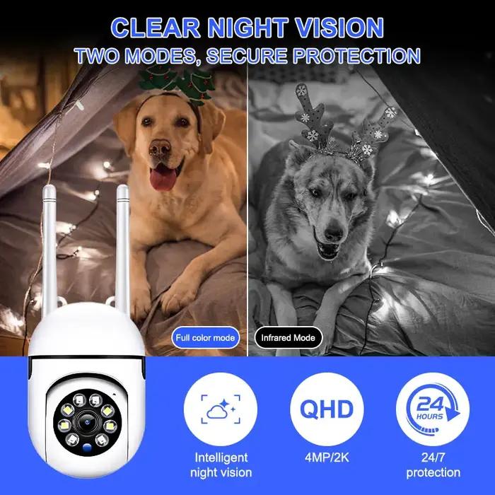 Caméra WiFi 4MP sans fil intérieur extérieur surveillance maison intelligente vision nocturne 1080P HD