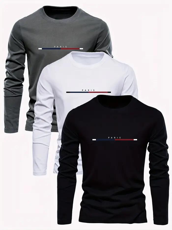 T-shirt à manches longues et col rond pour homme