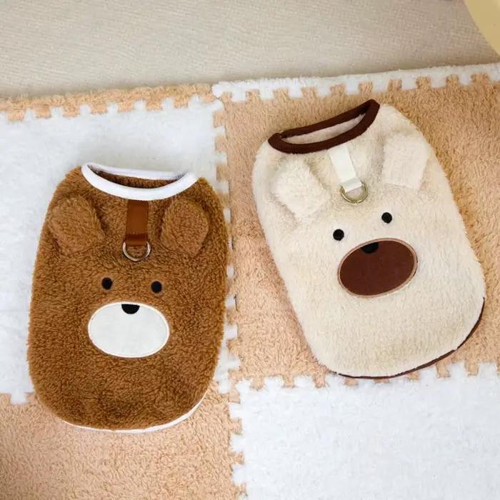 Vêtements d'hiver pour chiens motif ours sans manches chauds et confortables pour chiots et animaux de compagnie utilisation en extérieur pour promenades et froid intense