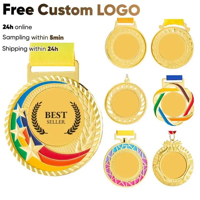 Médailles de couleur personnalisables avec logo gratuit et ruban coloré pour célébrer vos succès scolaires et sportifs occasions spéciales à offrir