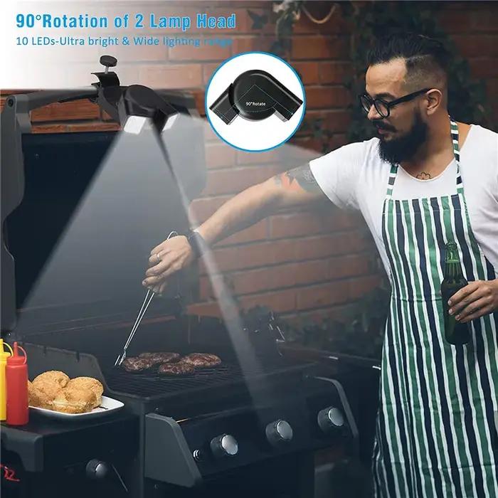 Lampe LED multifonctionnelle à Double tête pour barbecue, résistante à la chaleur, pour pêche de nui