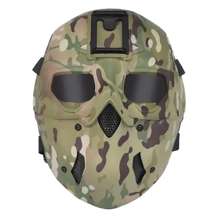 Masque tactique plein visage à lentilles grises - Protection paintball