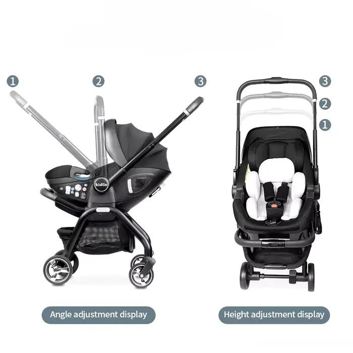 Poussette 3 en 1 pour nouveau-né, siège auto portable pour enfant, luxe, pliable, accoudoir réglable