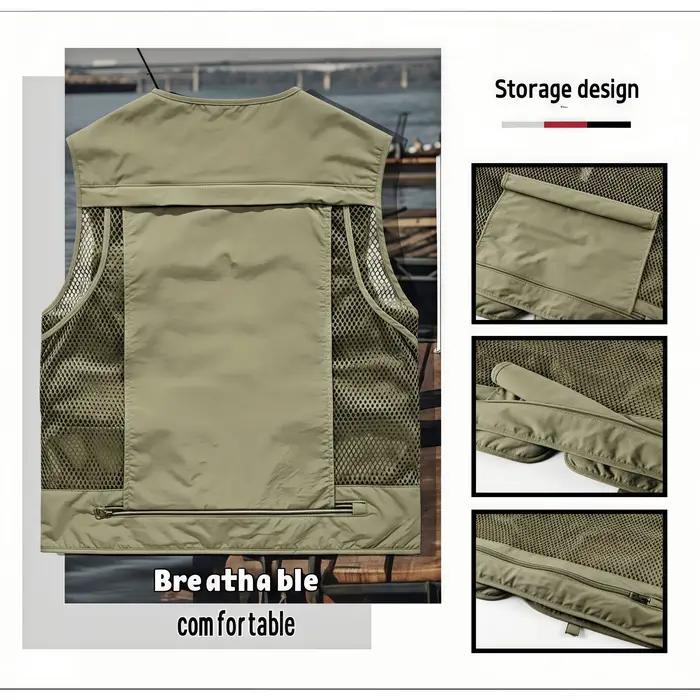 Gilet de pêche multicolore avec style safari et poches pratiques pour hommes et photographes en herbe
