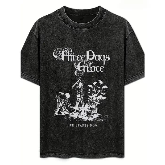 Rock Grace groupe de trois jours lavé nouveauté vêtements pour hommes t-shirt Homme graphique T-Shir