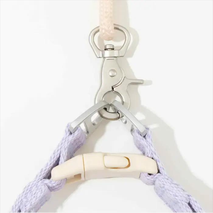 Nouveau ensemble harnais et collier pour chien Macaron-laisse pour animaux de compagnie sans traction avec poignée