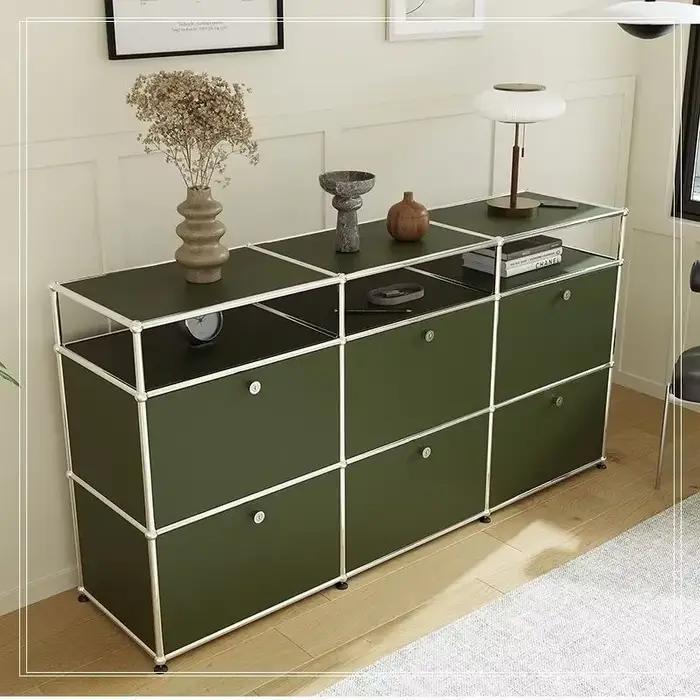 Commode moderne en acier inoxydable vert Olive, meuble TV, Module de rangement, combinaison de buffe