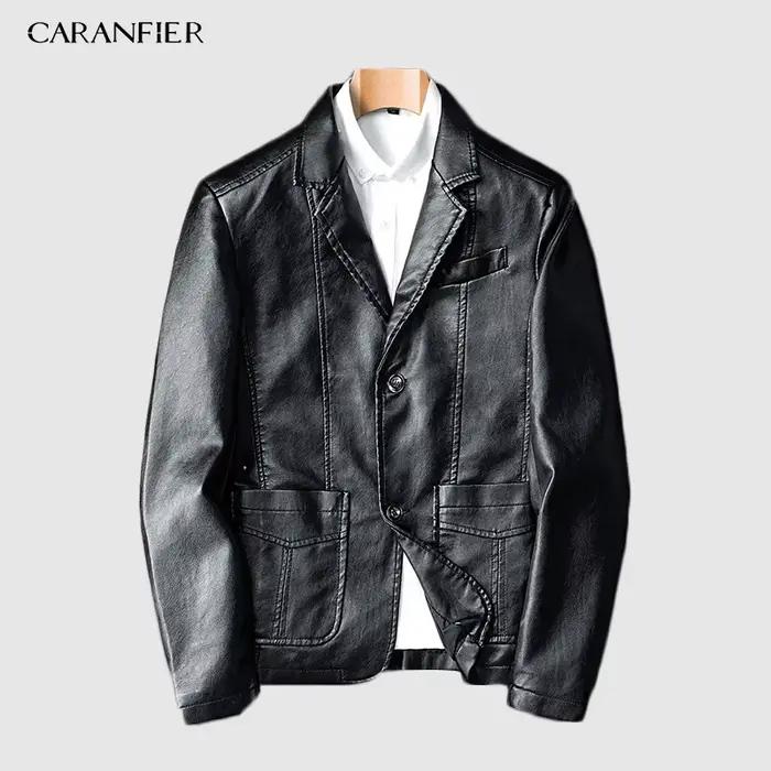 CARANFIER hommes vestes en cuir costume Blazers vêtements nouvelle mode décontracté homme vêtements