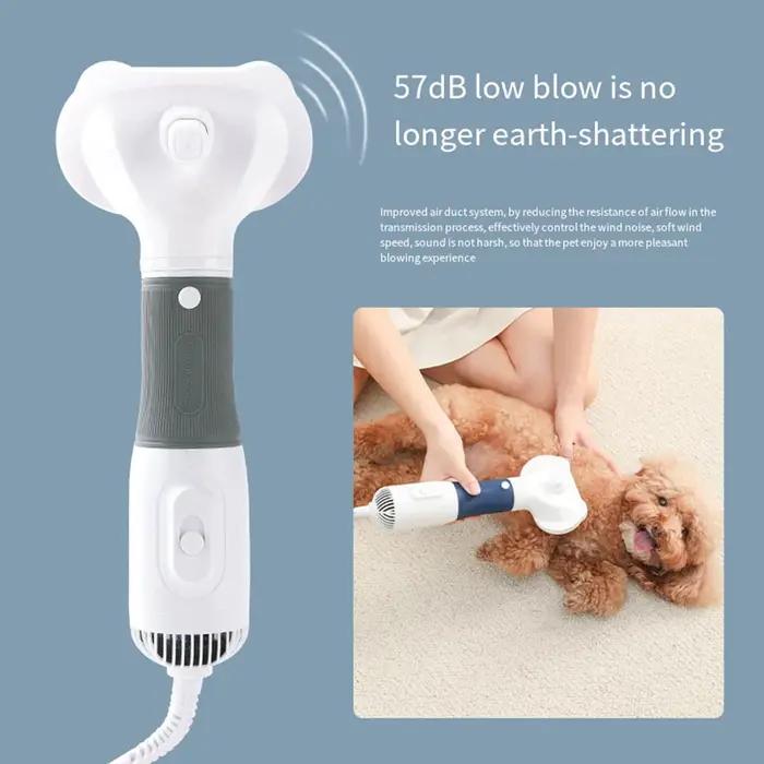 Sèche-cheveux 2-en-1 pour chiens avec brosse lissante pour petits