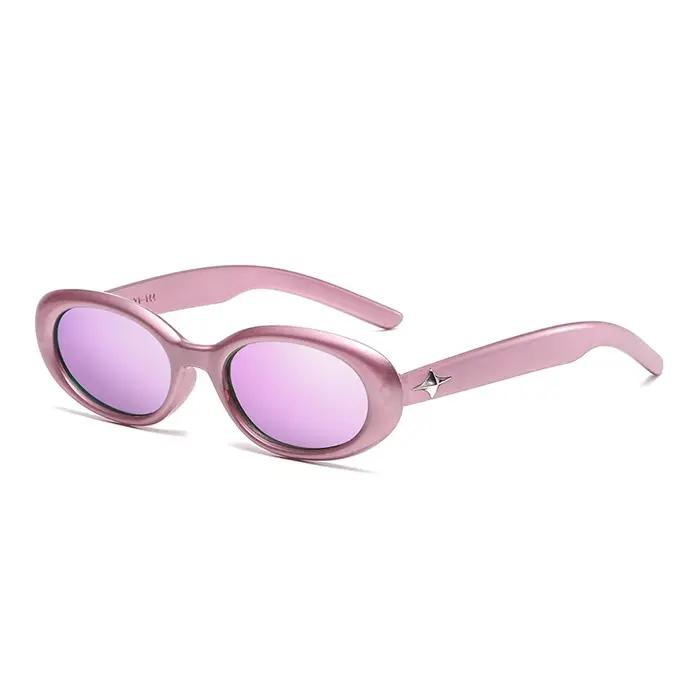 Lunettes anti-lumière style Y2K ovale - Design steampunk vintage - Randonnée unisexe homme femme