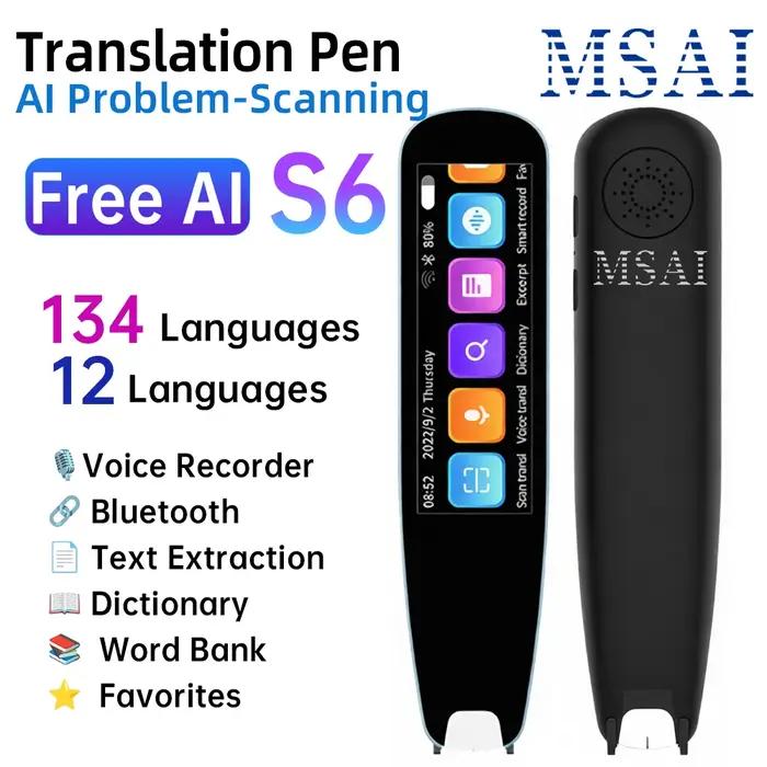 Stylo traducteur IA MSAI S6-AI scan texte 12 langues 134 traduction vocale bibliothèque étudiant