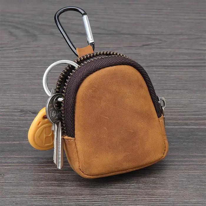Mousqueton en cuir PU multicolore rétro mini porte-monnaie porte-clés portefeuille unisexe style décontracté polyvalent pour femmes et hommes occassions spéciales et quotidiennes