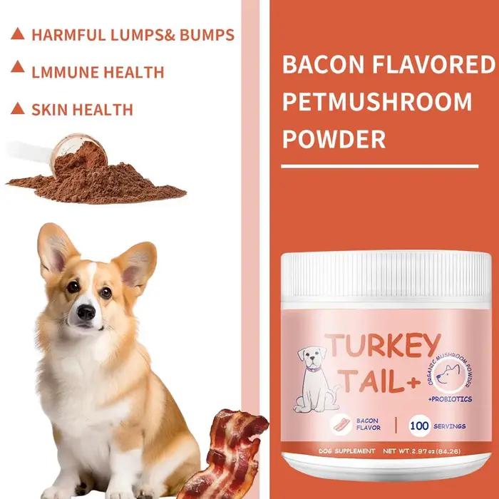 Poudre de champignons aromatisée au bacon pour animaux de compagnie