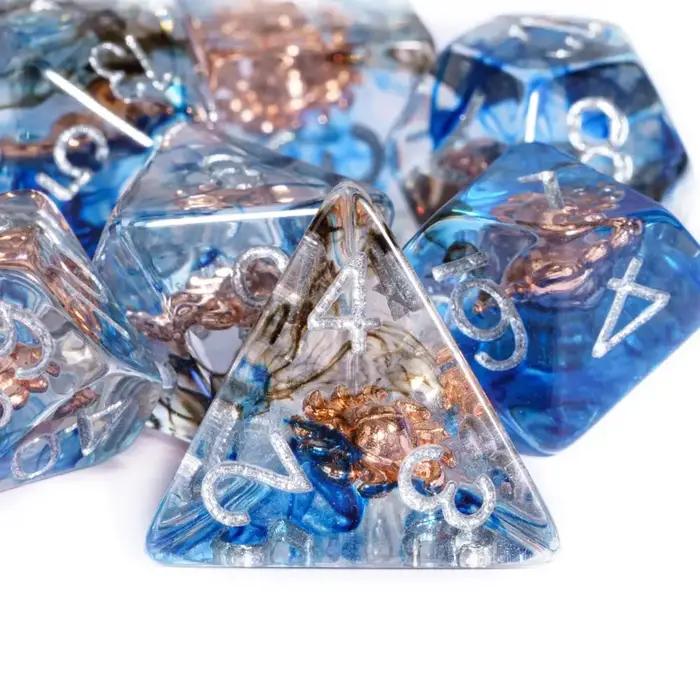 Cusdie DND armes élément dés 7 pièces Transparent D4-D20 jeu de dés polyédriques créatifs pour jeu de rôle de table